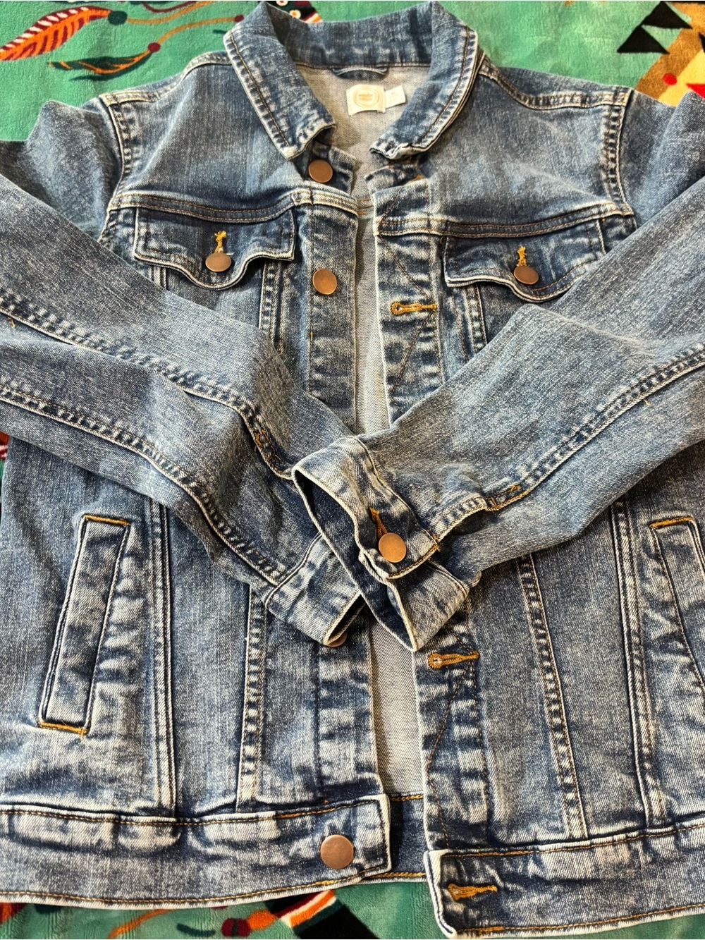 wonder nation Faded Light Blue Denim Jacket with Metal Buttons